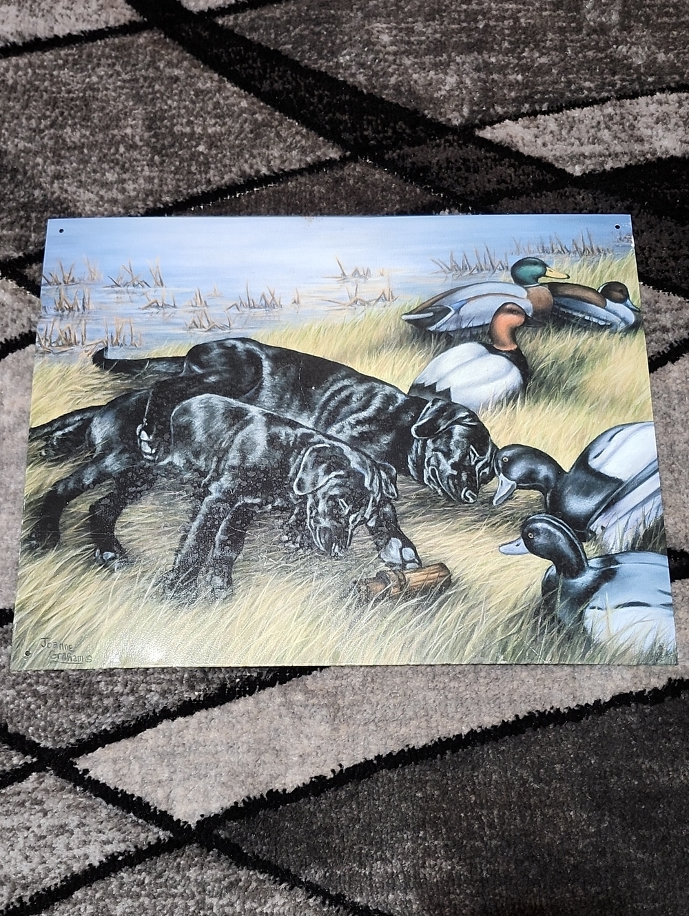 JOANNE GRAHAM "DOG DAYS" BLACK LABRADOR RETRIEVES DECORATIVE METAL TIN WALL SIGN